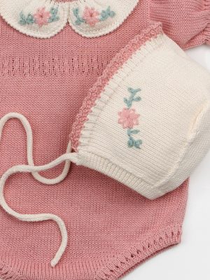 Capota de punto bordados flor para niñas bebes